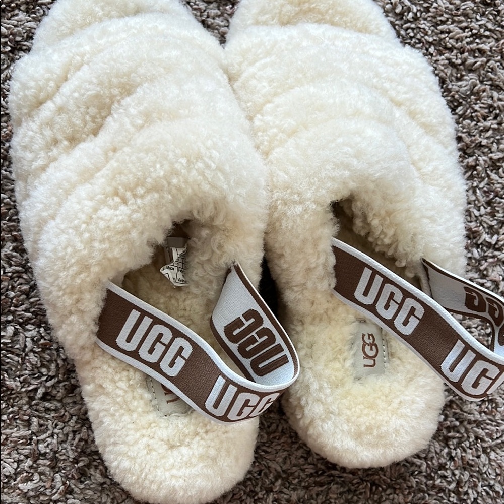 UGG Women's Plush Shearling Slide Slippers - Cream